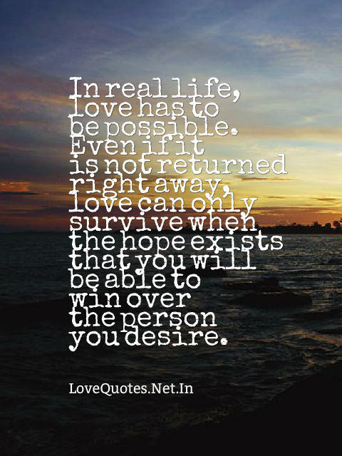 In Real Life, Love Has To Be Possible